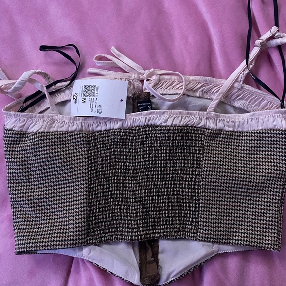 Forever 21 Black and White Houndstooth Crop Top corset - Picture 3 of 4